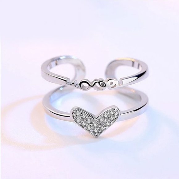 Jewelry - Adjustable Ring 925 Sterling Silver Heart Gift
